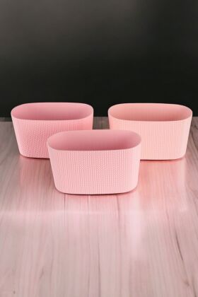 Bahçe Balkon Saksısı 3lü Set Sümela Model Pembe 15 Cm 4.7 Litre - 4