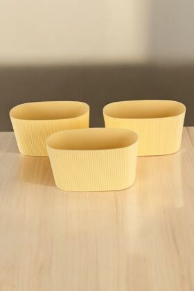Bahçe Balkon Saksısı 3lü Set Sümela Model Sarı 15 Cm 4.7 Litre - 3