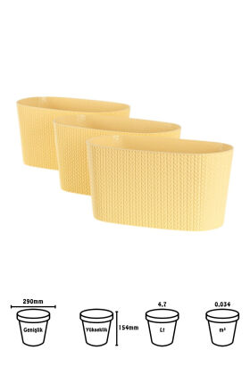 Bahçe Balkon Saksısı 3lü Set Sümela Model Sarı 15 Cm 4.7 Litre - 2