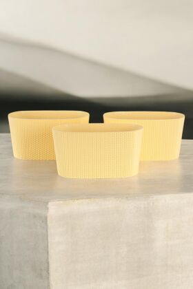 Bahçe Balkon Saksısı 3lü Set Sümela Model Sarı 15 Cm 4.7 Litre - 4