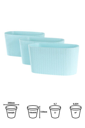 Bahçe Balkon Saksısı 3lü Set Sümela Model Turkuaz 15 Cm 4.7 Litre - 2