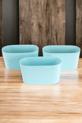 Bahçe Balkon Saksısı 3lü Set Sümela Model Turkuaz 15 Cm 4.7 Litre - 3
