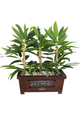 Bambu Premium Yaprak Tanzimi Ahşap Dekoratif Saksılı 45 cm - 1