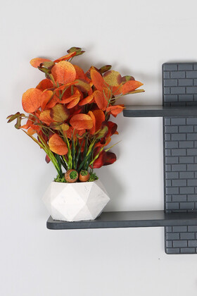 Beton Saksıda Yapay Turuncu Okaliptus Tanzimi 42 cm - 2