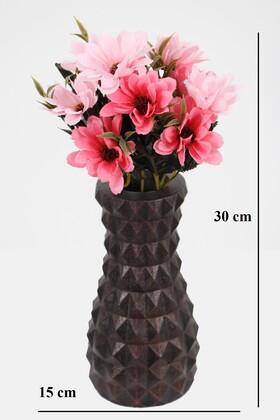 Lüx Beton Vintage Vazoda Yapay Papatya Dekoru 30 cm Narçiçeği-Pudra - 2