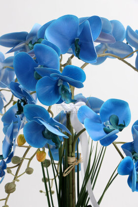 Metal Beyaz-Gümüş Saksıda Lüx 6lı Orkide 65 cm Mavi - 3