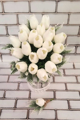 Gelin Çiçeği Evo Beyaz Islak Lale 2li set - 2