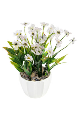 Beyaz Saksıda Safir Damarlı Tanzimi 28 cm Beyaz - 2