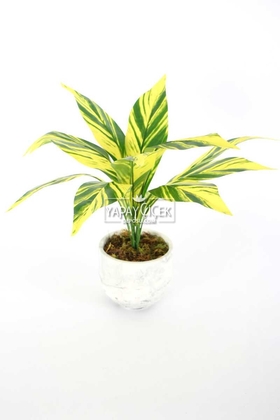 Beton Saksıda Uzun Yapraklı Yapay Bitki 42 cm Model-3 - 3