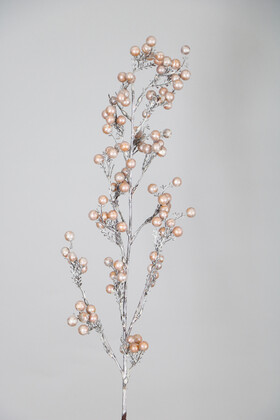 Yapay Lüx Karlı Kokina Dalı 80 cm Rose Gold - Yapay Çiçek Deposu