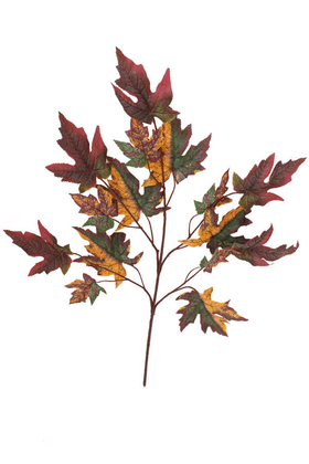 Yapay Akça Ağacı Dalı 70 cm Bordo-Sarı-Yeşil - Yapay Çiçek Deposu