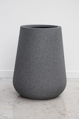 Fiber Stone Saksı Lale Model Beton Dokulu 60 cm Gri-Siyah (Kırılmaz-Çizilmez) - Yapay Çiçek Deposu