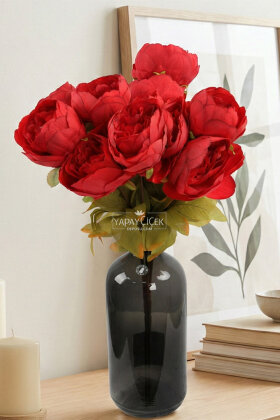 Yapay Çiçek 13lü Büyük Kanada Gülü Demeti Kırmızı - Yapay Çiçek Deposu