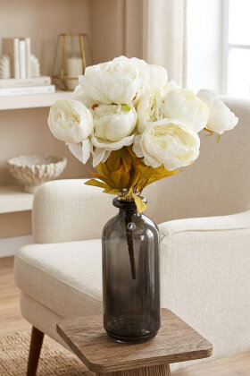 Yapay Çiçek 13lü Büyük Kanada Gülü Demeti Krem - Yapay Çiçek Deposu