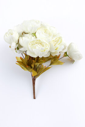 Yapay Çiçek 13lü Büyük Kanada Gülü Demeti Krem - 2