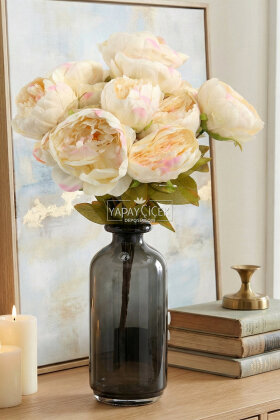 Yapay Çiçek 13lü Büyük Kanada Gülü Demeti Somon - Yapay Çiçek Deposu