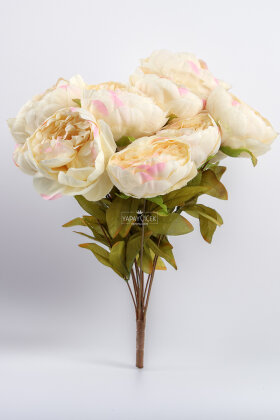 Yapay Çiçek 13lü Büyük Kanada Gülü Demeti Somon - 2