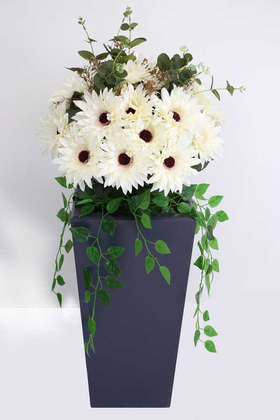 Yapay Ahşap Saksıda Lüx Gerbera Tanzimi 100 cm Krem - 2