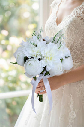 Büyülü An Şakayık Gelin Buketi 2li Set - Yapay Çiçek Deposu