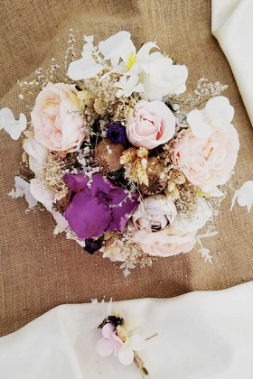 Carmela Beyaz Pembe Mor Tonlar Gelin Çiçeği 2li Set - 3