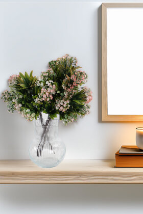 Yapay Çiçekli Defne Bitkisi 35 cm Yeşil - Pembe - Yapay Çiçek Deposu