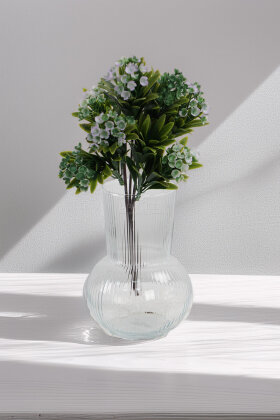 Yapay Çiçekli Defne Bitkisi 35 cm Yeşil - Lila - 2