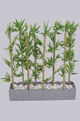 Yapay Bambu Seperatör 8 Adet Bambu Çubuklu Egzotik Yapraklı (20x100x110 cm) - 1