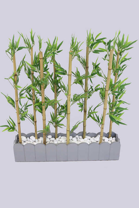 Yapay Bambu Seperatör 8 Adet Bambu Çubuklu Egzotik Yapraklı (20x100x110 cm) - 2
