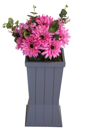 Ahşap Saksıda Lüx Gerbera Tanzimi 85 cm Koyu Pembe - 1