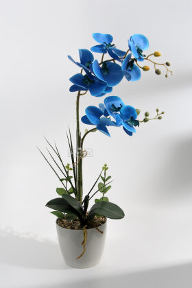 Dekoratif 2li Nismo Yapay Islak Orkide Tanzimi Mavi 70 cm - 2