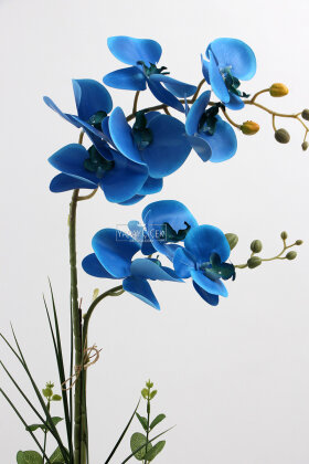 Dekoratif 2li Nismo Yapay Islak Orkide Tanzimi Mavi 70 cm - 3