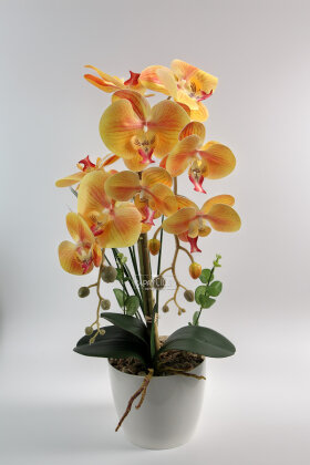 Dekoratif 2li Nismo Yapay Islak Orkide Tanzimi Turuncu 60 cm - 2