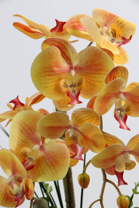 Dekoratif 2li Nismo Yapay Islak Orkide Tanzimi Turuncu 60 cm - 3