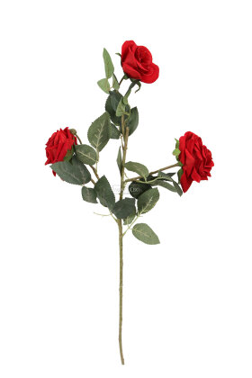 Dekoratif 3lü Uzun Lüx Gül Dalı 70 cm Kırmızı - 2
