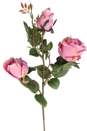 Dekoratif 3lü Uzun Lüx Gül Dalı 78 cm Pembe - Yapay Çiçek Deposu