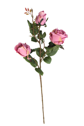 Dekoratif 3lü Uzun Lüx Gül Dalı 78 cm Pembe - 2