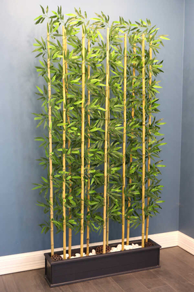 11 Bambulu Ahşap Saksıda Bambu Seperatör (20x100x220cm) - Yapay Çiçek Deposu
