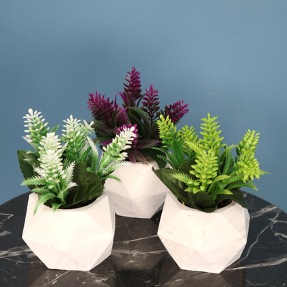 Beton Saksıda Yapay Bitki 3lü Set Model 2 - 2