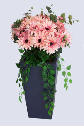 Yapay Ahşap Saksıda Lüx Gerbera Tanzimi 100 cm Pembe - 1