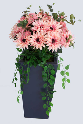 Yapay Ahşap Saksıda Lüx Gerbera Tanzimi 100 cm Pembe - 2
