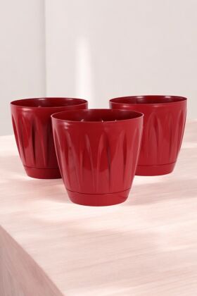 Dekoratif Papatya Saksı 3lü Set Bordo 12 Litre - 4