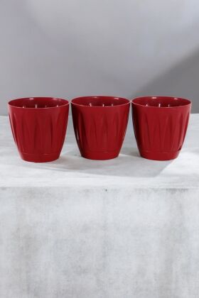 Dekoratif Papatya Saksı 3lü Set Bordo 6 Litre - 4