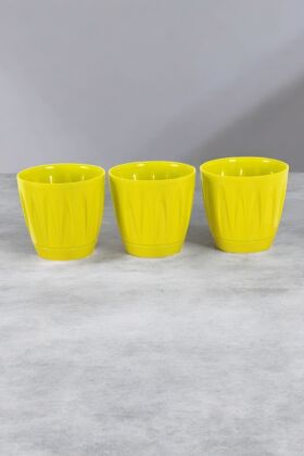 Dekoratif Papatya Saksı 3lü Set Sarı 1,5 Litre - 3