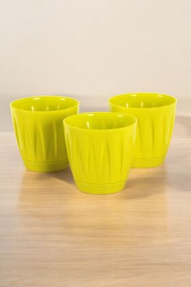 Dekoratif Papatya Saksı 3lü Set Sarı 1,5 Litre - 4
