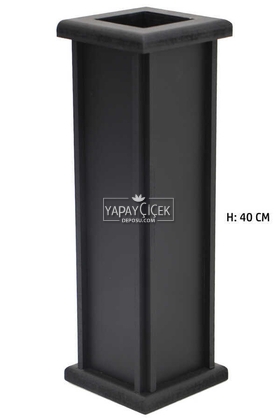 40 cm Siyah Ahşap Vazo Trend Model - Yapay Çiçek Deposu