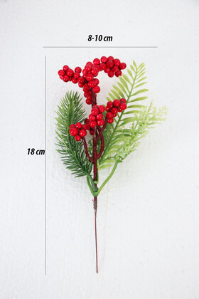 Dekoratif 3lü Yapay Bitkili Stick Kırmızı Yılbaşı Çiçeği Yapay Kokina Yılbaşı Süsü 20 cm (3lü Set) - 4