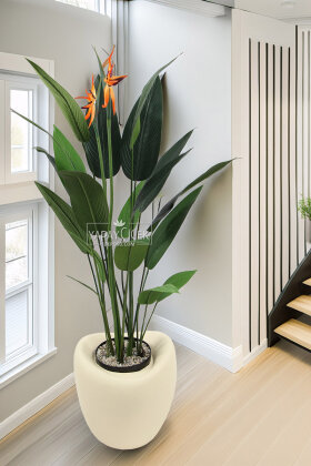 Yapay Ağaç Dinazor Yumurtası Saksıda Çiçekli King Starliçe Ağacı 160 cm Andezit - Yapay Çiçek Deposu