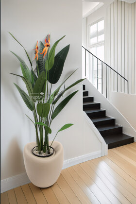 Yapay Ağaç Dinazor Yumurtası Saksıda Çiçekli King Starliçe Ağacı 160 cm Kapiçino - Yapay Çiçek Deposu