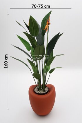 Yapay Ağaç Dinazor Yumurtası Saksıda Çiçekli King Starliçe Ağacı 160 cm Kiremit - 4