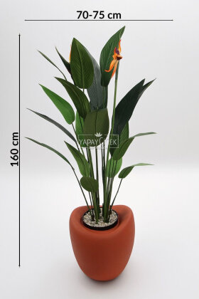 Yapay Ağaç Dinazor Yumurtası Saksıda Çiçekli King Starliçe Ağacı 160 cm Kiremit - 4